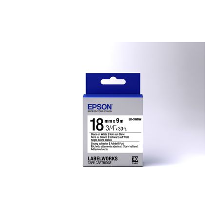 Epson LabelWorks LK-5WBW - Strong adhesive - black on white - Roll (1.8 cm x 9 m) 1 cassette(s) label tape - for LabelWorks LW-1000, 400, 600, 700, 900, K400, Z5000, Z5010, Z700, Z710, Z900 - 1