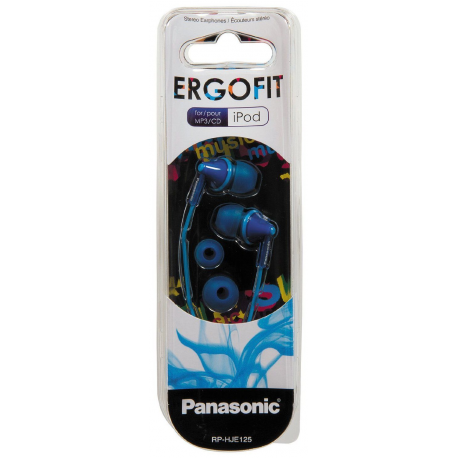 Panasonic RP-HJE125E-A - Ergofit - earphones - in-ear - wired - 3.5 mm jack - blue - 1