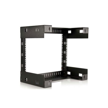 StarTech.com 8U 19" Wall Mount Network Rack - 12" Deep 2 Post Open Frame Server Room Rack for Data / AV / IT / Computer Equipment / Patch Panel with Cage Nuts & Screws 135lb Capacity, Black (RK812WALLO) - Rack - black - 8U - 19" - for P / N: CABCAGENUTS6, CABSCREWM52, CABSCREWSM6, CABSCRWM520, CABSCRWM620, CABSCRWS1224 - 1