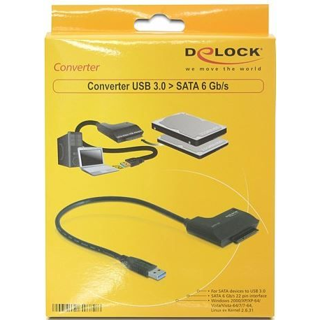 Delock Converter USB 3.0 to SATA - Storage controller - SATA 6Gb / s - USB 3.0 - 3