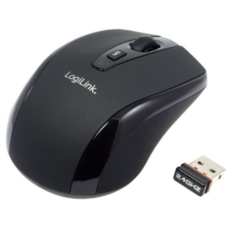 LogiLink Maus Optical Wireless 2.4 GHz Mini - Mouse - optical - 3 buttons - wireless - 2.4 GHz - USB wireless receiver - black - 3