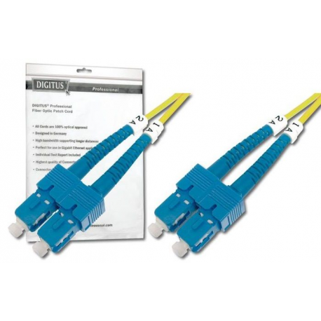 DIGITUS - Patch cable - SC single-mode (M) to SC single-mode (M) - 1 m - fibre optic - 9  /  125 micron - OS2 - booted, halogen-free - yellow - 1