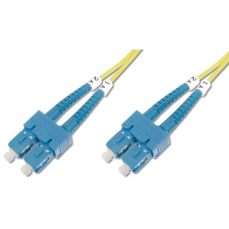 DIGITUS - Patch cable - SC single-mode (M) to SC single-mode (M) - 1 m - fibre optic - 9  /  125 micron - OS2 - booted, halogen-free - yellow - 2