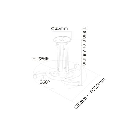 Neomounts by Newstar BEAMER-C80 - Bracket - for projector (full-motion) - white - ceiling mountable - 7