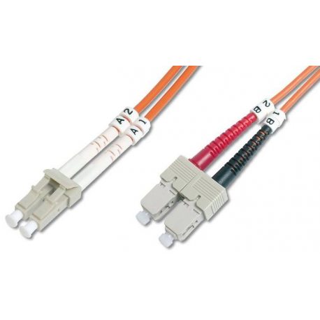 DIGITUS - Patch cable - LC multi-mode (M) to SC multi-mode (M) - 2 m - fibre optic - 50  /  125 micron - OM2 - halogen-free - orange - 2