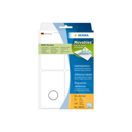 HERMA Movables - Matte - removable self-adhesive - white - 52 x 82 mm 128 roll(s) (32 sheet(s) x 4) labels - 6