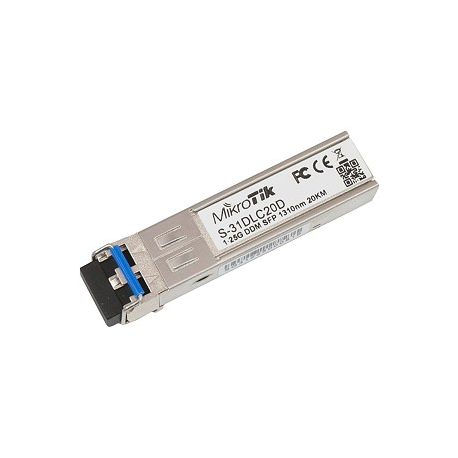 MikroTik S-31DLC20D - SFP (mini-GBIC) transceiver module - SFP (mini-GBIC)  /  LC single-mode - up to 20 km - 1310 nm - 1