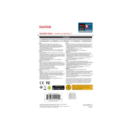 SanDisk Ultra Dual - USB flash drive - 32 GB - USB 3.1  /  USB-C - 8