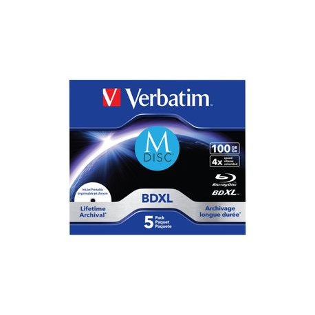 Verbatim M-Disc - 5 x BD-R XL - 100 GB 4x - ink jet printable surface - jewel case - 2