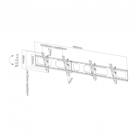 Neomounts by Newstar NS-WMB200 - Bracket - for 2 LCD displays - black - screen size: 40"-52" - wall-mountable - 8