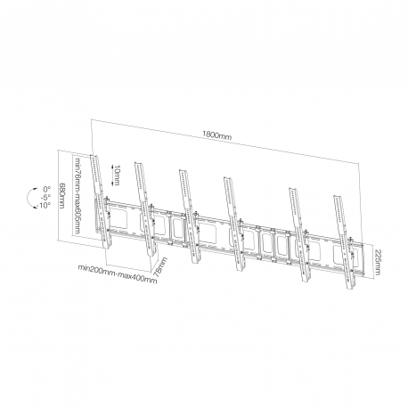 Neomounts by Newstar NS-WMB300P - Bracket - for 3 LCD displays - black - screen size: 40"-52" - wall-mountable - 4