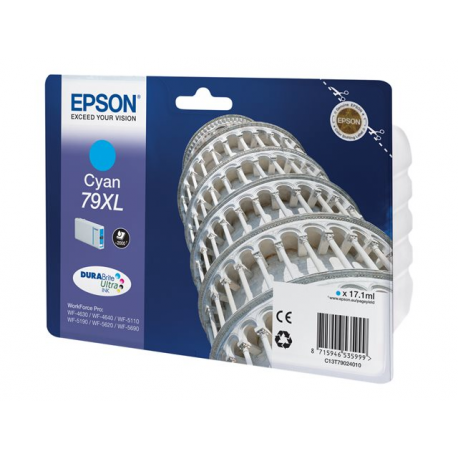 Epson 79XL - 17.1 ml - XL - cyan - original - ink cartridge - for WorkForce Pro WF-4630DWF, WF-4640DTWF, WF-5110DW, WF-5190DW, WF-5620DWF, WF-5690DWF - 2