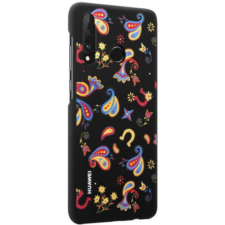 Huawei - Back cover for mobile phone - thermoplastic polyurethane (TPU) - flower black - for Huawei P30 lite - 3