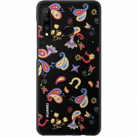 Huawei - Back cover for mobile phone - thermoplastic polyurethane (TPU) - flower black - for Huawei P30 lite - 5