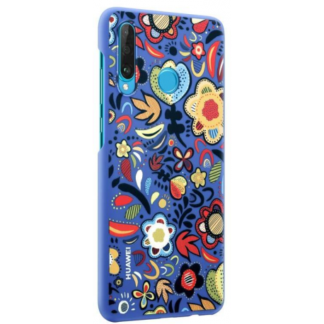 Huawei - Back cover for mobile phone - thermoplastic polyurethane (TPU) - flower blue - for Huawei P30 lite - 1