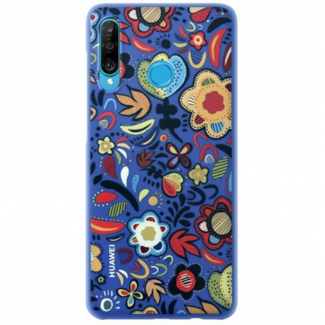 Huawei - Back cover for mobile phone - thermoplastic polyurethane (TPU) - flower blue - for Huawei P30 lite - 5