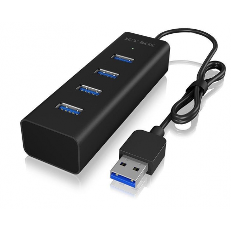 IcyBox 4x Port USB 3.0 Hub, Black