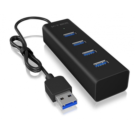 IcyBox 4x Port USB 3.0 Hub, Black