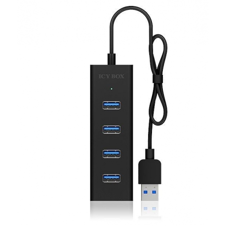 IcyBox 4x Port USB 3.0 Hub, Black
