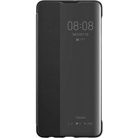 Huawei Smart View - Flip cover for mobile phone - faux leather - black - for Huawei P30 - 6