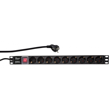 LogiLink - Power distribution unit (rack-mountable) - AC 250 V - 3500 Watt - input: CEE 7 / 7 - output connectors: 9 (power) - 1U - 19" - black, RAL 9005 - 1