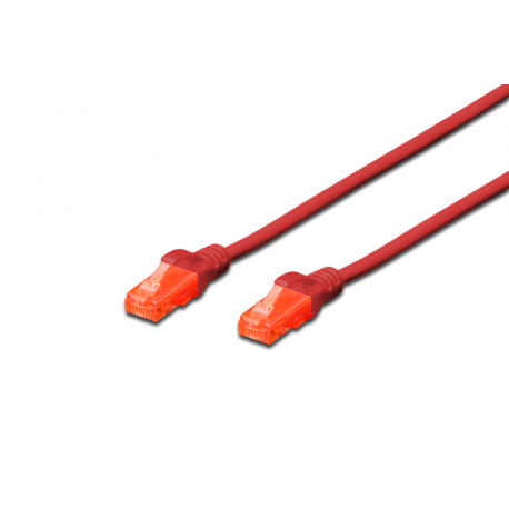 DIGITUS Professional - Patch cable - RJ-45 (M) to RJ-45 (M) - 2 m - UTP - CAT 6e - booted, snagless - red - 1