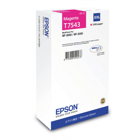Epson T7543 - 69 ml - XXL size - magenta - original - ink cartridge - for WorkForce Pro WF-8090, WF-8090 D3TWC, WF-8090DW, WF-8590, WF-8590 D3TWFC, WF-8590DWF - 1