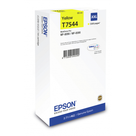 Epson T7544 - 69 ml - XXL size - yellow - original - ink cartridge - for WorkForce Pro WF-8090, WF-8090 D3TWC, WF-8090DW, WF-8590, WF-8590 D3TWFC, WF-8590DWF - 1