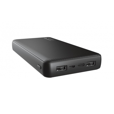 Trust Primo - Power bank - 20000 mAh - 74 Wh - 15 Watt - 3 A - Fast Charge - 3 output connectors (2 x USB, USB-C) - on cable: Micro-USB - 0