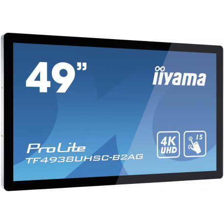 49" PCAP Anti-glare Bezel Free 12-Points Touch Screen. 3840x2160 IPS panel. 24/7 operation. VGA. DVI. 2xHDMI. DP. 420cd/m².