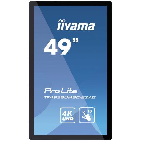 49" PCAP Anti-glare Bezel Free 12-Points Touch Screen. 3840x2160 IPS panel. 24/7 operation. VGA. DVI. 2xHDMI. DP. 420cd/m².