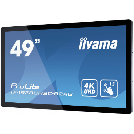 49" PCAP Anti-glare Bezel Free 12-Points Touch Screen. 3840x2160 IPS panel. 24/7 operation. VGA. DVI. 2xHDMI. DP. 420cd/m².