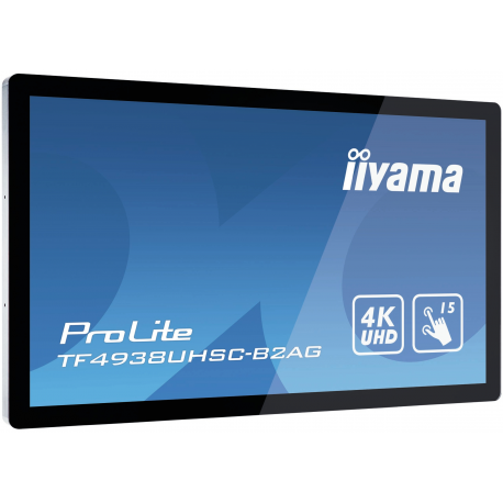 49" PCAP Anti-glare Bezel Free 12-Points Touch Screen. 3840x2160 IPS panel. 24/7 operation. VGA. DVI. 2xHDMI. DP. 420cd/m².