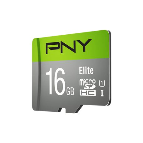 PNY Elite - Flash memory card (microSDHC to SD adapter included) - 16 GB - UHS-I U1 / Class10 - microSDHC UHS-I - 1