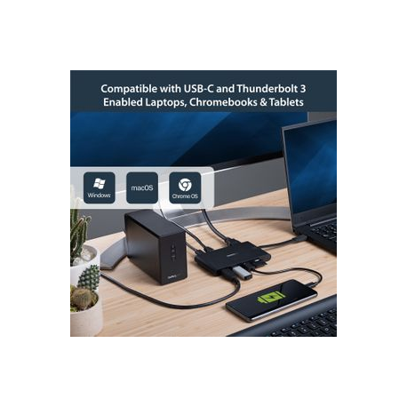 StarTech.com USB C Multiport Adapter, USB Type-C Mini Dock with HDMI 4K or 1080p VGA Video, 100W PD Passthrough, 3x USB 3.0, Gigabit Ethernet, SD & MicroSD Card Reader, USB 3.0 Adapter - USB C HDMI Travel Dock (DKT30CHVSCPD) - Docking station - USB-C - VGA, HDMI - GigE - 8