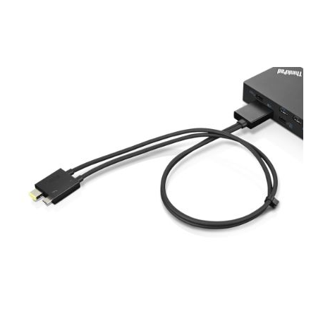 Lenovo Split Cable - Thunderbolt cable (M) (M) - Thunderbolt 3 - 67 cm - black - CRU - for ThinkPad L13 Gen 2; L13 Yoga Gen 2; P1 Gen 4; P17 Gen 2; T15g Gen 2; X1 Extreme Gen 4 - 2