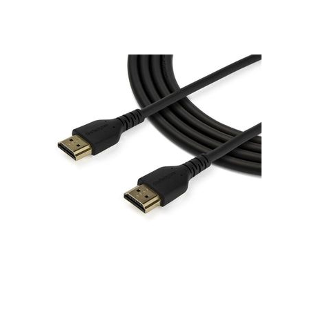 StarTech.com 6ft (2m) Premium Certified HDMI 2.0 Cable with Ethernet, Durable / Rugged High Speed HDMI Cable, UHD 4K 60Hz HDR10, TPE, HDMI Cord for Ultra HD Monitors, TVs & Displays - Heavy Duty HDMI Cable (RHDMM2MP) - Premium High Speed HDMI with Ethernet cable - HDMI male to HDMI male - 2 m - black - for P / N: TB3DKM2HDL - 2
