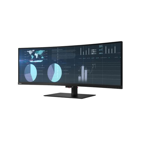 Lenovo ThinkVision P44w-10 - LED monitor - curved - 44" (43.4" viewable) - 3840 x 1200 - VA - 450 cd / m² - 3000:1 - DisplayHDR 400 - 4 ms - 2xHDMI, DisplayPort, 2xUSB-C - raven black - 4
