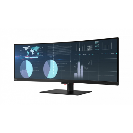 Lenovo ThinkVision P44w-10 - LED monitor - curved - 44" (43.4" viewable) - 3840 x 1200 - VA - 450 cd / m² - 3000:1 - DisplayHDR 400 - 4 ms - 2xHDMI, DisplayPort, 2xUSB-C - raven black - 10
