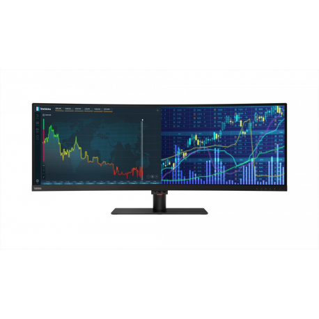 Lenovo ThinkVision P44w-10 - LED monitor - curved - 44" (43.4" viewable) - 3840 x 1200 - VA - 450 cd / m² - 3000:1 - DisplayHDR 400 - 4 ms - 2xHDMI, DisplayPort, 2xUSB-C - raven black - 14