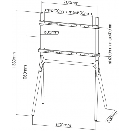 Neomounts by Newstar Select NM-M1000 - Stand - for LCD display - white - screen size: 37"-70" - floor-standing - 8