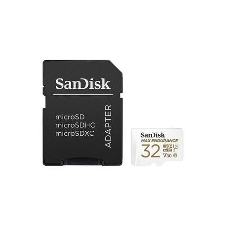 SanDisk Max Endurance - Flash memory card (microSDHC to SD adapter included) - 32 GB - Video Class V30 / UHS-I U3 / Class10 - microSDHC UHS-I - 0