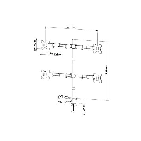 TECHly - Mounting kit - for 4 LCD displays - black - screen size: 13"-27" - desk-mountable - 3