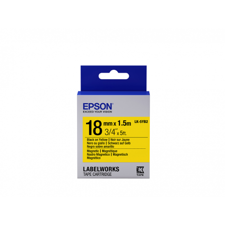 Epson LabelWorks LK-5YB2 - Black on white - Roll (1.8 cm x 1.5 m) 1 roll(s) magnetic labels - for LabelWorks LW-K400, LW-K400VP, LW-Z700FK - 3