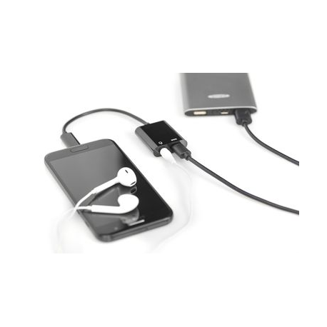 DIGITUS - USB-C to headphone jack adapter - USB-C male to stereo mini jack, USB-C female - 20 cm - black - 1