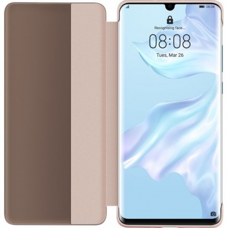 Huawei Smart View - Flip cover for mobile phone - faux leather - pink - for Huawei P30 Pro - 3