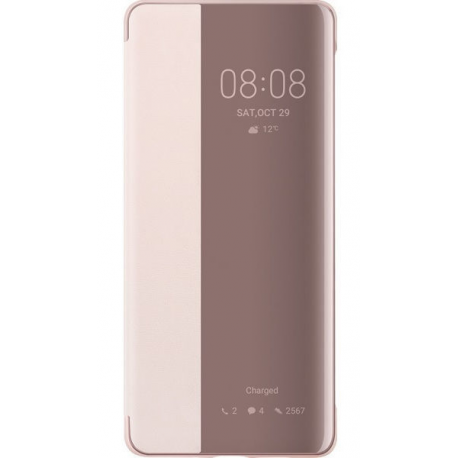 Huawei Smart View - Flip cover for mobile phone - faux leather - pink - for Huawei P30 Pro - 4