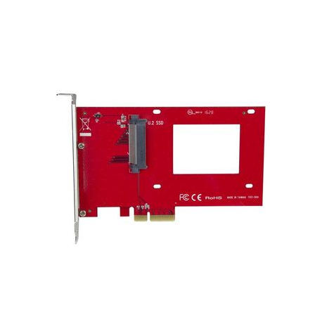 StarTech.com U.2 to PCIe Adapter for 2.5" U.2 NVMe SSD - SFF-8639 - x4 PCI Express 3.0 - Interface adapter - 2.5" - Ultra M.2 Card - PCIe 3.0 x4 - red - for P / N: BNDTB10GI, BNDTB210GSFP, BNDTB310GNDP, BNDTB410GSFP, BNDTB4M2E1, BNDTBUSB3142 - 2