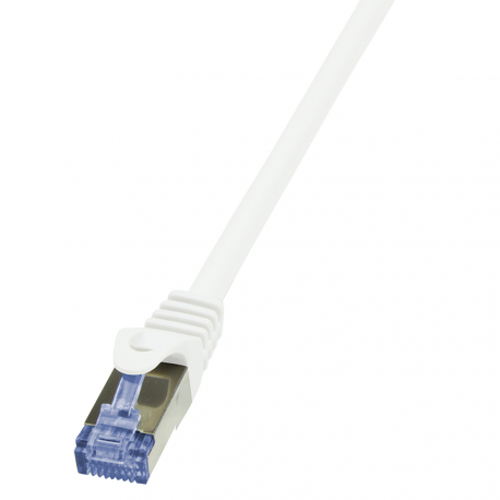 LogiLink PrimeLine - Patch cable - RJ-45 (M) to RJ-45 (M) - 50 cm - SFTP, PiMF - CAT 6a - halogen-free, molded, snagless - white - 2