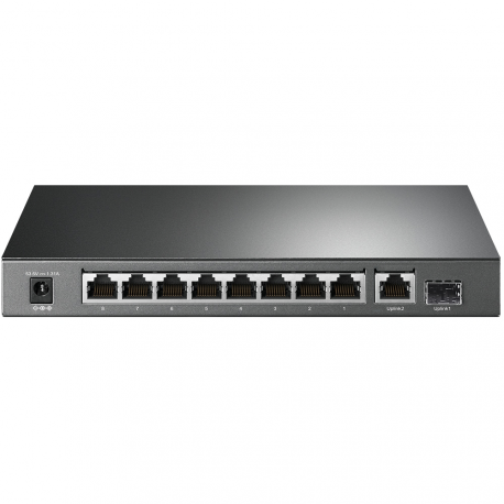 TP-Link TL-SG1210P - Switch - unmanaged - 8 x 10/100/1000 (PoE+) + 1 x 10/100/1000 (uplink) + 1 x Gigabit SFP (uplink) - desktop - PoE+ (63 W) - 1